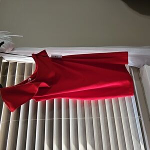 NWT Calvin Klein Red Ruffle One Shoulder Dress